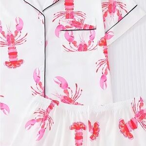 Pink Lobster Print Pajama Set